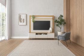 Estante Home Theater C/ Luminária Led Sala Estar TV Até 70 Polegadas 3 Portas 2 Prateleiras 6 Pés Munique - Linea Brasil