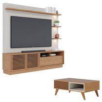 Estante Home Theater Campeche Freijó Off White Matte com Mesa de Centro Jeri Freijó Off White- Colibri