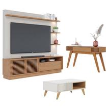 Estante Home Theater Campeche Freijó Off White Matte com Mesa de Centro Jeri Off White Freijó e Aparador Riviera Freijó Colibri Estante Home Theater Campeche Freijó Off White Matte com Mesa de Centro Jeri Off White Freijó e Aparador Riviera Freijó Colibri