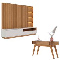 Estante Home Theater Cancún Freijó Off White Matte com Aparador Riviera Freijó Colibri