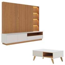 Estante Home Theater Cancún Freijó Off White Matte com Mesa de Centro Jeri Off White Freijó - Colibri Estante Home Theater Cancún Freijó Off White Matte com Mesa de Centro Jeri Off White Freijó - Colibri