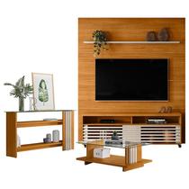 Estante Home Theater com Bancada e Aparador com Mesa de Centro Frizz Prestige Cinamomo Off White Madetec