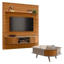 Estante Home Theater com Bancada Suspensa Bugatti com Mesa de Centro Indianápolis Fendi Naturale Madetec