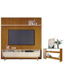 Estante Home Theater Com Bancada Suspensa Luna Com Aparador Frizz Cumaru Opala - Madetec