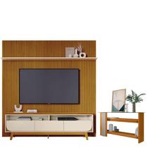 Estante Home Theater Com Bancada Suspensa Luna com Aparador Frizz Cumaru Opala - Madetec