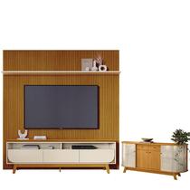 Estante Home Theater Com Bancada Suspensa Luna com Aparador para Sala Buffet Mônaco Cinamomo Off White - Madetec