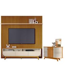 Estante Home Theater Com Bancada Suspensa Luna com Aparador para Sala Buffet Monza Cinamomo Off White - Madetec