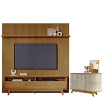 Estante Home Theater Com Bancada Suspensa Luna com Aparador para Sala Buffet Monza Cumaru - Madetec