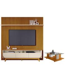 Estante Home Theater Com Bancada Suspensa Luna com Mesa de Centro Frizz Cinamomo Off White - Madetec