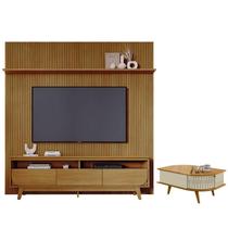 Estante Home Theater Com Bancada Suspensa Luna com Mesa de Centro Indianápolis Cumaru - Madetec