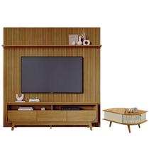 Estante Home Theater Com Bancada Suspensa Luna com Mesa de Centro Indianápolis Cumaru - Madetec