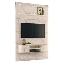 Estante Home Theater com Bancada Suspensa Monte Carlo Calacata Off White Madetec Estante Home Theater com Bancada Suspensa Monte Carlo Calacata Off White Madetec