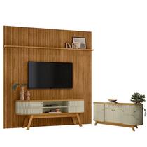 Estante Home Theater Com Bancada Suspensa New Laguna com Aparador para Sala Buffet Mônaco Cumaru Opala - Madetec