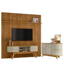 Estante Home Theater Com Bancada Suspensa New Laguna com Aparador para Sala Buffet Monza Cumaru Opala - Madetec