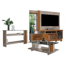 Estante Home Theater com Pés e Aparador com Mesa de Centro Frizz Plus Fendi Naturale Madetec