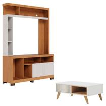 Estante Home Theater Elba Freijó Off White Matte E Mesa De Centro Jeri Off White Freijó - Colibri Estante Home Theater Elba Freijó Off White Matte E Mesa De Centro Jeri Off White Freijó - Colibri