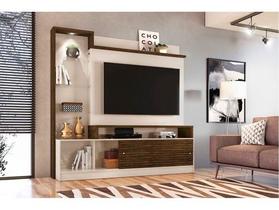 Estante Home Theater Friss Prime Para TV até 55 Polegadas 2 Portas Cor Off White e Savana - Madetec Móveis