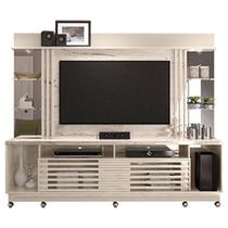 Estante Home Theater Frizz Gold com Rodízios Calacata Off White Madetec