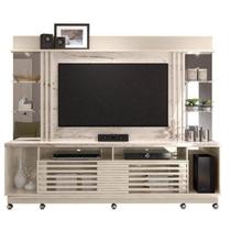 Estante Home Theater Frizz Gold Tv 55 Polegadas Com Rodízio 2 Portas Cor Calacata e Off White - Madetec Móveis