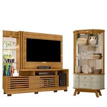 Estante Home Theater Frizz Plus Cumaru com Pés com Cristaleira Moss Cumaru Opala- Madetec