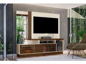 Estante Home Theater Frizz Plus TV até 60 Polegadas 2 Portas Cor Off White e Savana - Madetec Móveis