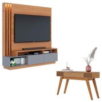 Estante Home Theater Humaita Freijó Cinza Acetinado Com Aparador Riviera Freijó Colibri