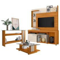 Estante Home Theater Ícaro com Aparador e Mesa de Centro Frizz Cinamomo Off White - Madetec