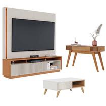 Estante Home Theater Jordão com Mesa de Centro Jeri Off White Freijó e Aparador Riviera Freijó Colibri Estante Home Theater Jordão com Mesa de Centro Jeri Off White Freijó e Aparador Riviera Freijó Colibri