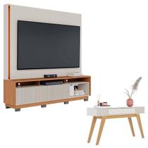 Estante Home Theater Jordão Com Pés Off White Freijó E Aparador Para Sala Riviera Off White - Colibri