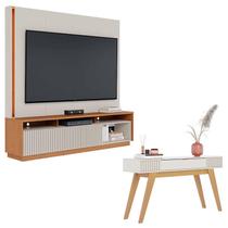 Estante Home Theater Jordão Off White Freijó com Aparador para Sala Riviera Off White Colibri