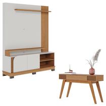 Estante Home Theater Jurerê 1.5 Off White Matte Freijó com Aparador Riviera Freijó Colibri Estante Home Theater Jurerê 1.5 Off White Matte Freijó com Aparador Riviera Freijó Colibri