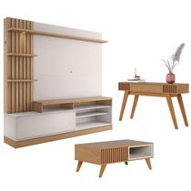 Estante Home Theater Maceió com Mesa de Centro Jeri Freijó Off White e Aparador Riviera Freijó Colibri Estante Home Theater Maceió com Mesa de Centro Jeri Freijó Off White e Aparador Riviera Freijó Colibri