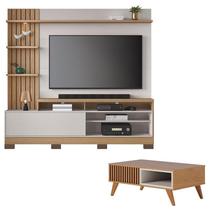 Estante Home Theater Maceió com Pés e Mesa de Centro Jeri Freijó Off White - Colibri Estante Home Theater Maceió com Pés e Mesa de Centro Jeri Freijó Off White - Colibri