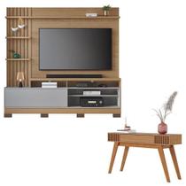 Estante Home Theater Maceió Com Pés Freijó Cinza Acetinado E Aparador Riviera Freijó - Colibri