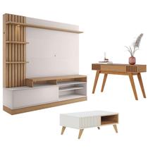 Estante Home Theater Maceió Freijó Off White com Mesa de Centro Jeri Off White Freijó e Aparador Riviera Freijó Colibri Estante Home Theater Maceió Freijó Off White com Mesa de Centro Jeri Off White Freijó e Aparador Riviera Freijó Colibri