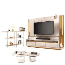 Estante Home Theater Montane Off White Cinamomo e Aparador Infinity e Kit Mesa de Centro Sky Off White - HB Móveis Estante Home Theater Montane Off White Cinamomo e Aparador Infinity e Kit Mesa de Centro Sky Off White - HB Móveis