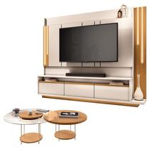 Estante Home Theater Montane Off White Cinamomo e Kit Mesa de Centro Sky Cinamomo - HB Móveis Estante Home Theater Montane Off White Cinamomo e Kit Mesa de Centro Sky Cinamomo - HB Móveis