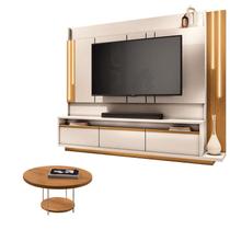 Estante Home Theater Montane Off White Cinamomo e Mesa de Centro Sky Cinamomo - HB Móveis Estante Home Theater Montane Off White Cinamomo e Mesa de Centro Sky Cinamomo - HB Móveis