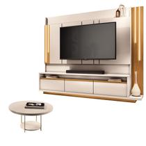 Estante Home Theater Montane Off White Cinamomo e Mesa de Centro Sky Off White - HB Móveis
