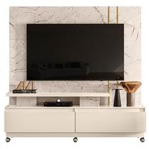 Estante Home Theater New Apolo com Rodízios Calacata Off White Madetec Estante Home Theater New Apolo com Rodízios Calacata Off White Madetec