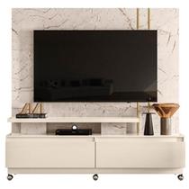 Estante Home Theater New Apolo Para TV até 75 com rodízios Cor Calacata Off White - Madetec Móveis