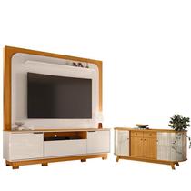 Estante Home Theater Nilo com Pés com Aparador para Sala Buffet Mônaco Cinamomo Off White - Madetec