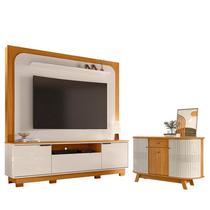 Estante Home Theater Nilo com Pés com Aparador para Sala Buffet Monza Cinamomo Off White - Madetec