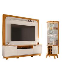 Estante Home Theater Nilo com Pés com Cristaleira Marina Cinamomo Off White - Madetec