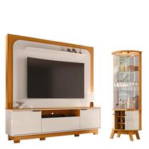Estante Home Theater Nilo com Pés com Cristaleira Marina Cinamomo Off White - Madetec