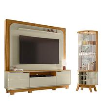 Estante Home Theater Nilo com Pés com Cristaleira Marina Cumaru Opala - Madetec