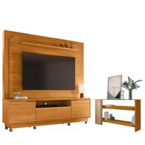 Estante Home Theater Nilo com Rodízios Cinamomo com Aparador Frizz Cinamomo Off White - Madetec