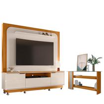 Estante Home Theater Nilo com Rodízios com Aparador Frizz Cinamomo Off White - Madetec Estante Home Theater Nilo com Rodízios com Aparador Frizz Cinamomo Off White - Madetec