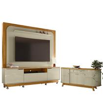 Estante Home Theater Nilo com Rodízios com Aparador para Sala Buffet Mônaco Cumaru Opala - Madetec