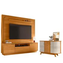 Estante Home Theater Nilo sem Pés Cinamomo com Aparador para Sala Buffet Monza Cinamomo Off White - Madetec Estante Home Theater Nilo sem Pés Cinamomo com Aparador para Sala Buffet Monza Cinamomo Off White - Madetec